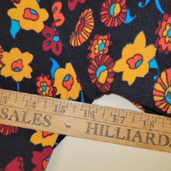 Lularoe Amelia Pleated Dress Womens Size XS Black Floral Back Zip Short Sleeves - Picture 7 of 9